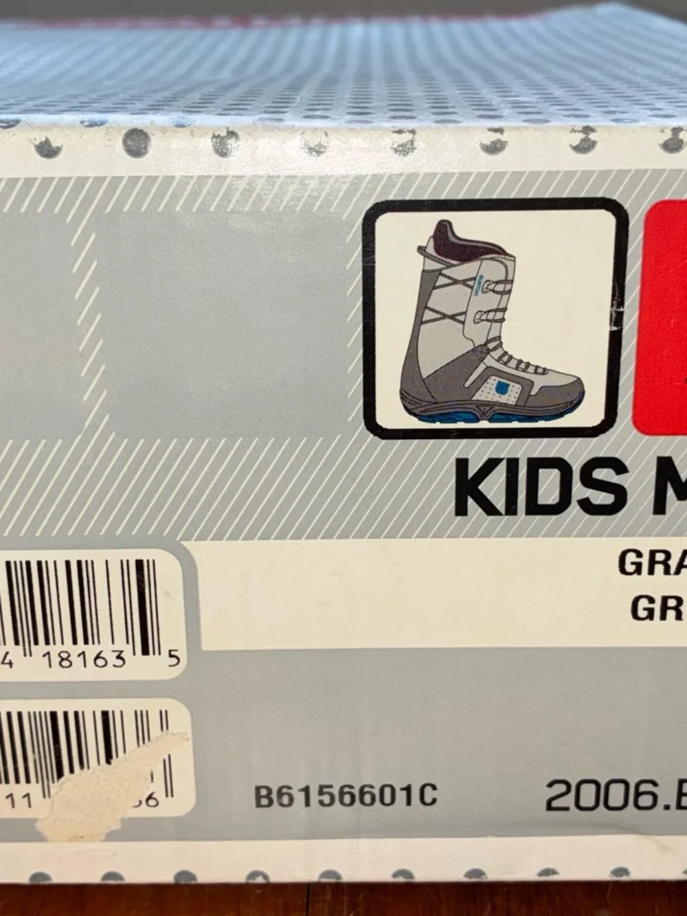 EUC Burton Moto Snowboard Boots Kids Size 3 Youth Winter Snow Ski Grey Blue